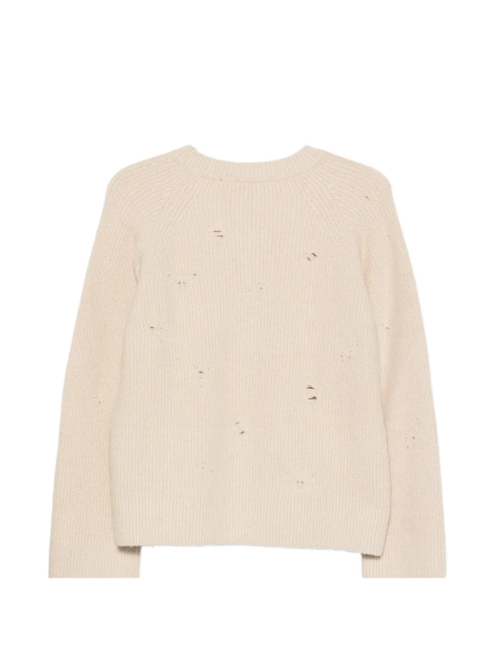 Laneus distressed ribbed-knit sweater Beige