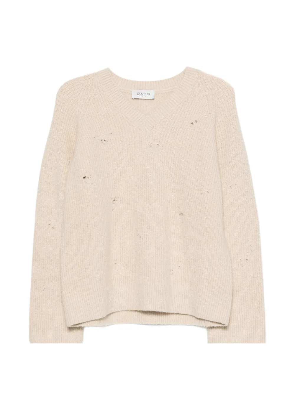 Laneus distressed ribbed-knit sweater - Toni neutri