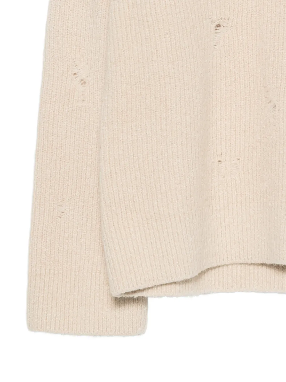 Laneus distressed ribbed-knit sweater Beige