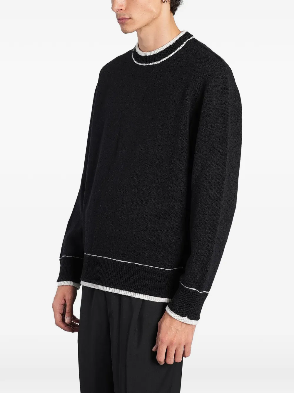 Laneus contrast-trim sweater Zwart