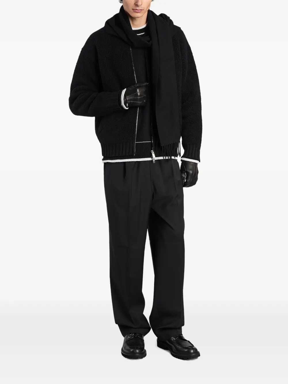 Laneus contrast-trim sweater Zwart