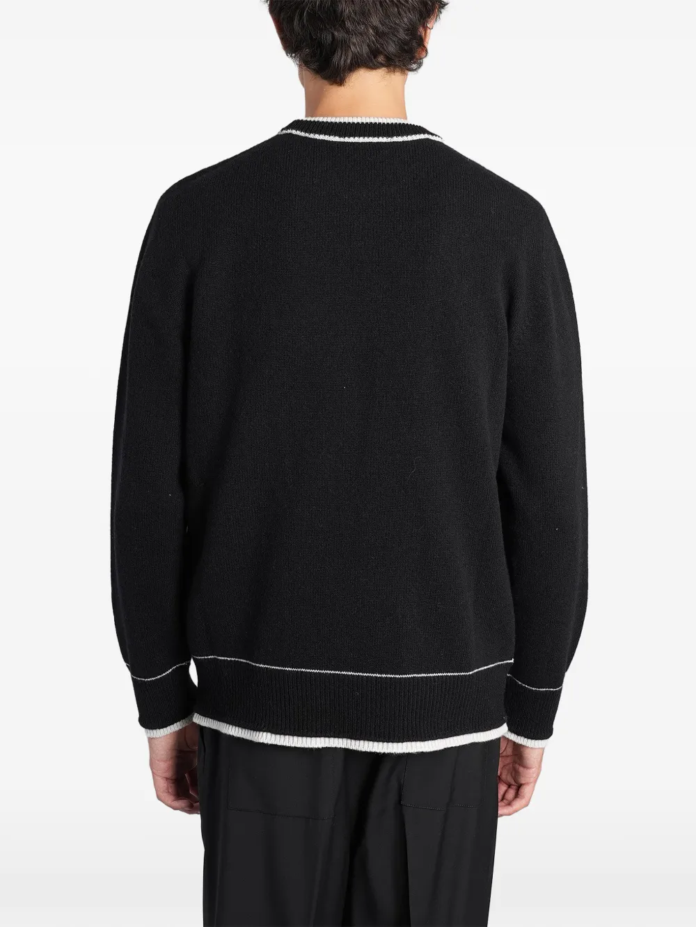 Laneus contrast-trim sweater Zwart