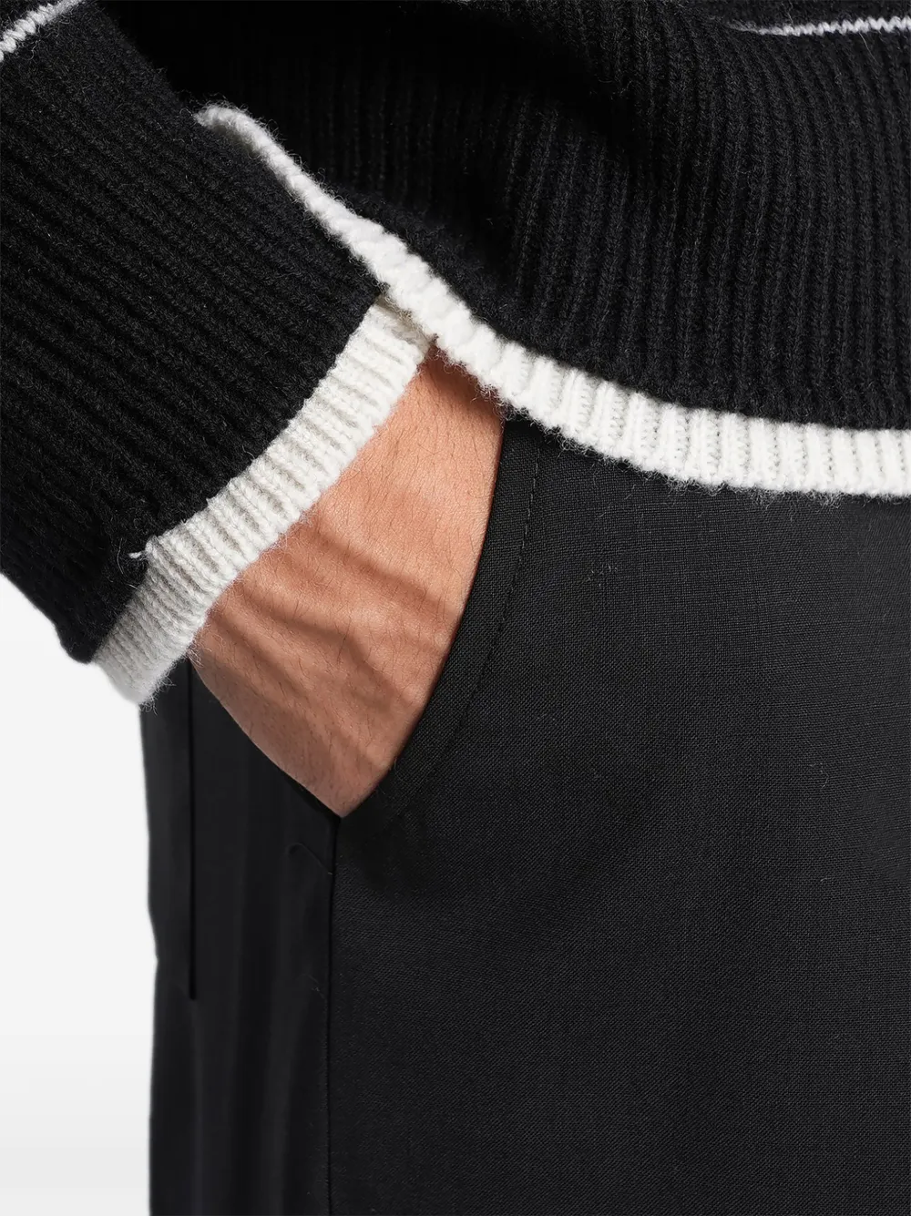 Laneus contrast-trim sweater Zwart