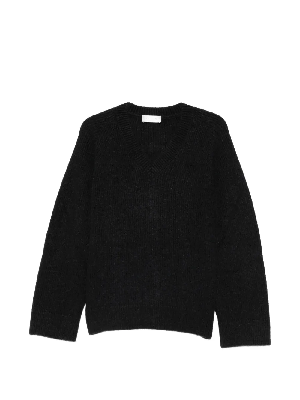 Laneus distressed ribbed-knit sweater Zwart