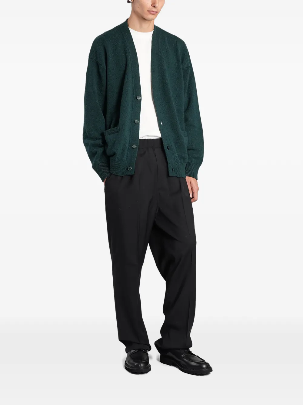 Laneus V-neck button-up cardigan Groen