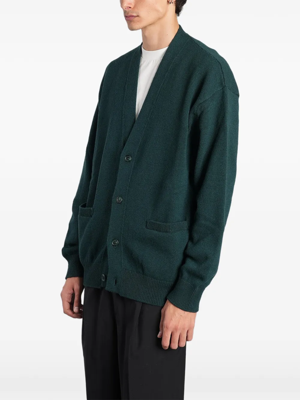 Laneus V-neck button-up cardigan Groen