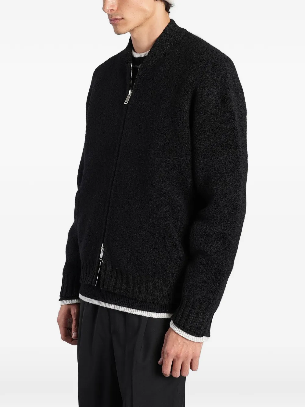Laneus zip-up knitted sweater Zwart