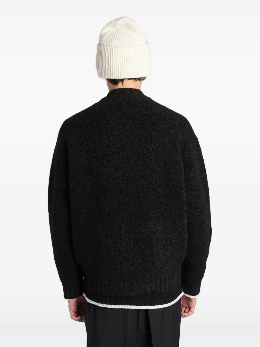 Laneus zip-up knitted sweater Zwart