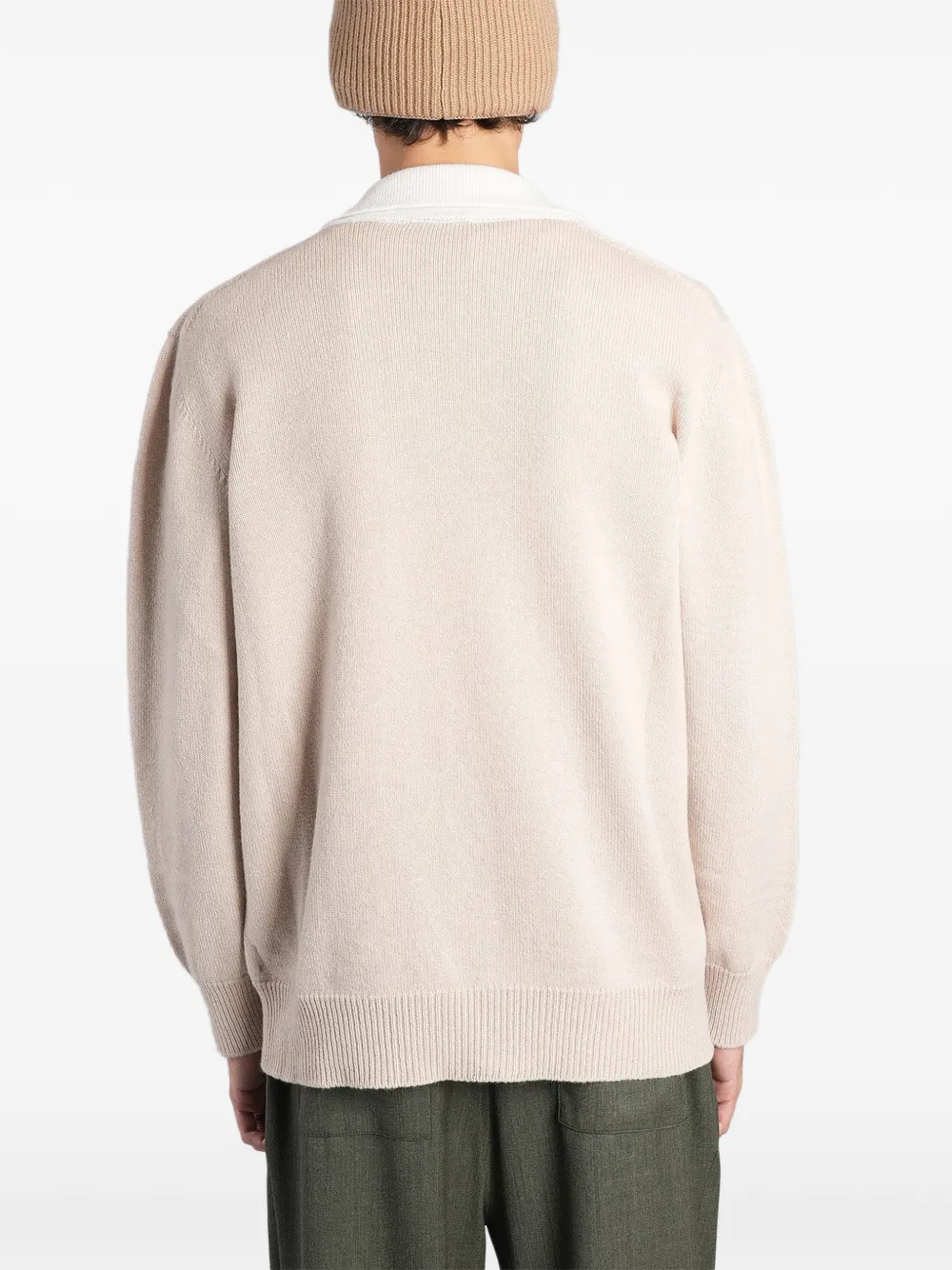 Laneus zip-up knit cardigan Beige