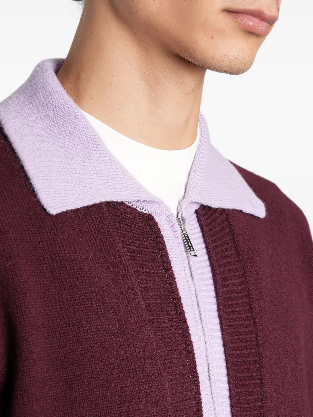 Laneus two-tone zip-up cardigan Rood