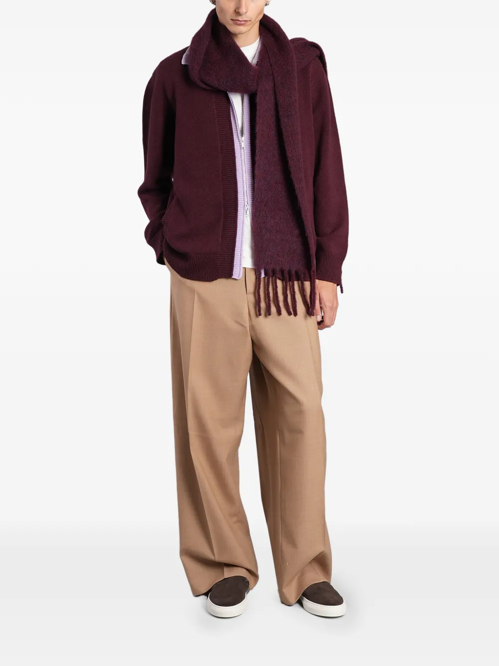 Laneus two-tone zip-up cardigan Rood