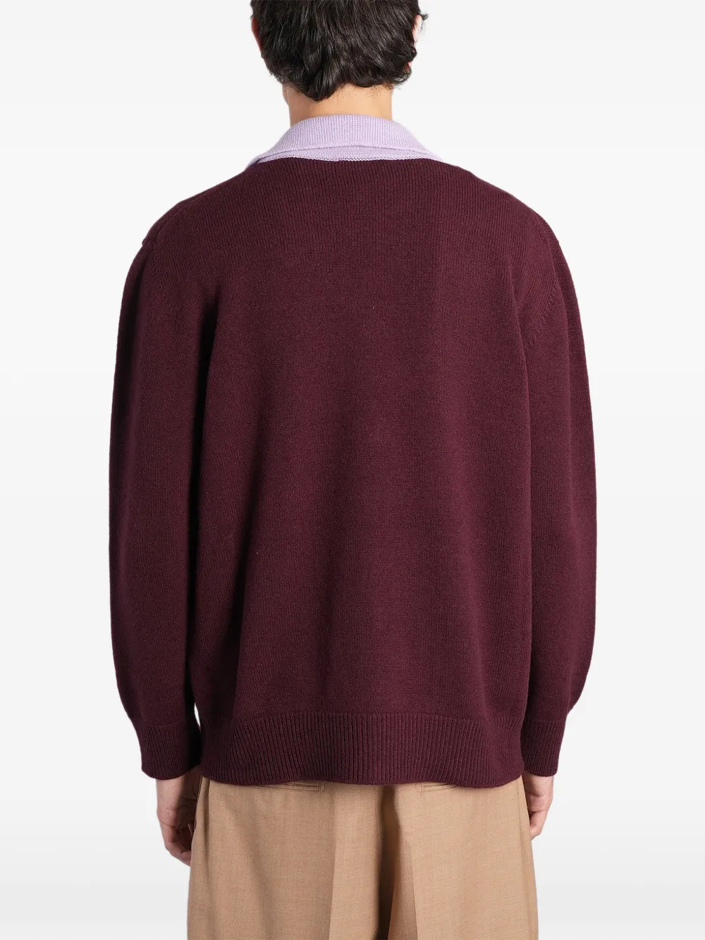 Laneus two-tone zip-up cardigan Rood