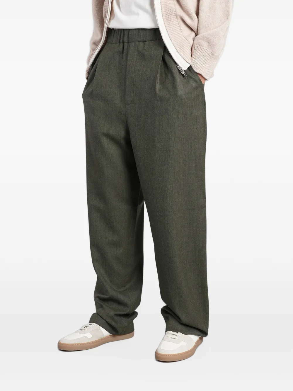Laneus pleated elasticated-waist trousers Groen