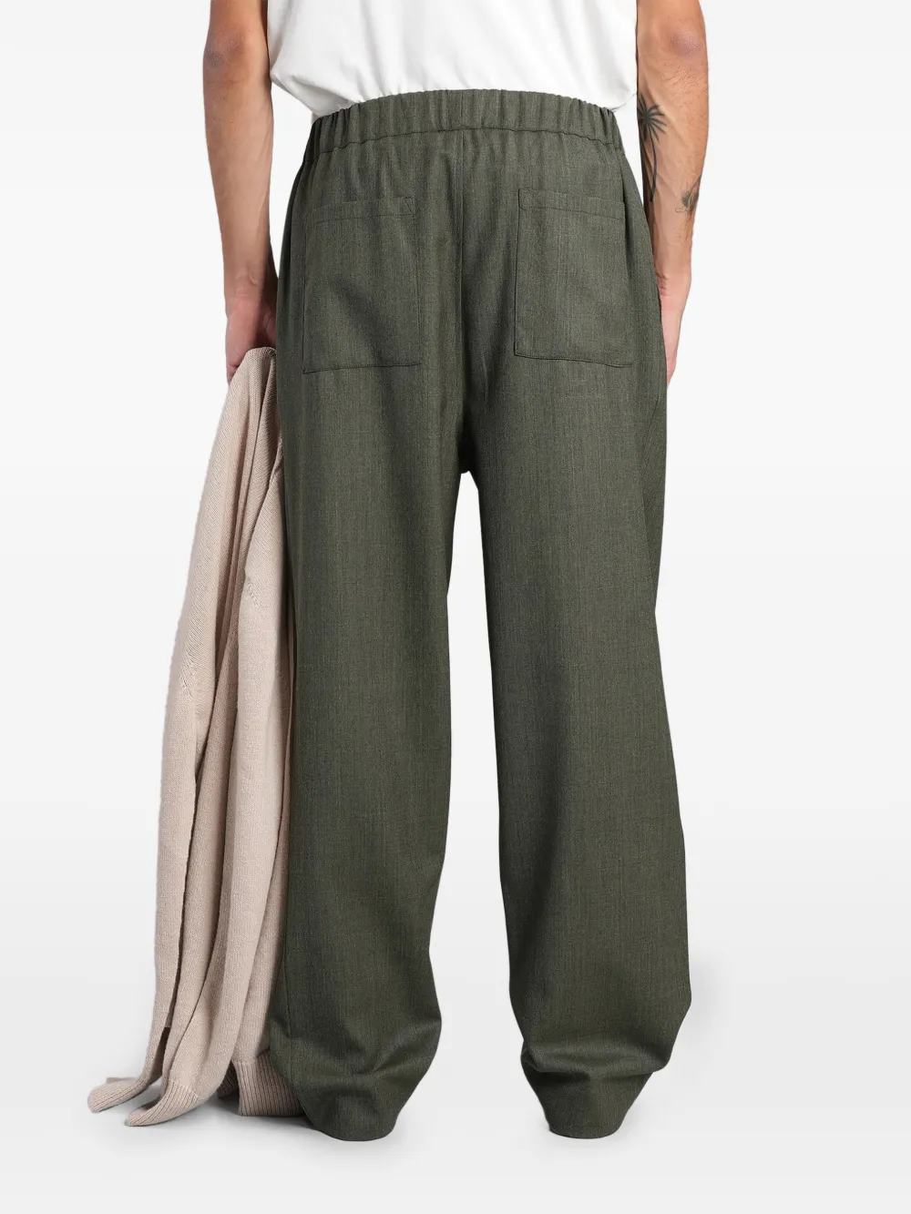 Laneus pleated elasticated-waist trousers Groen