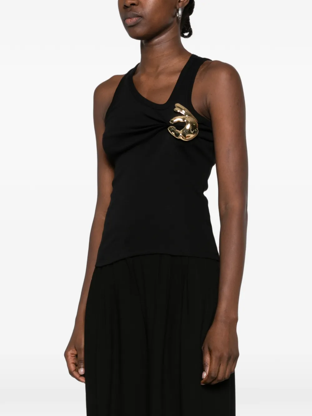 Coperni brooch-detail asymmetric-neck top Zwart