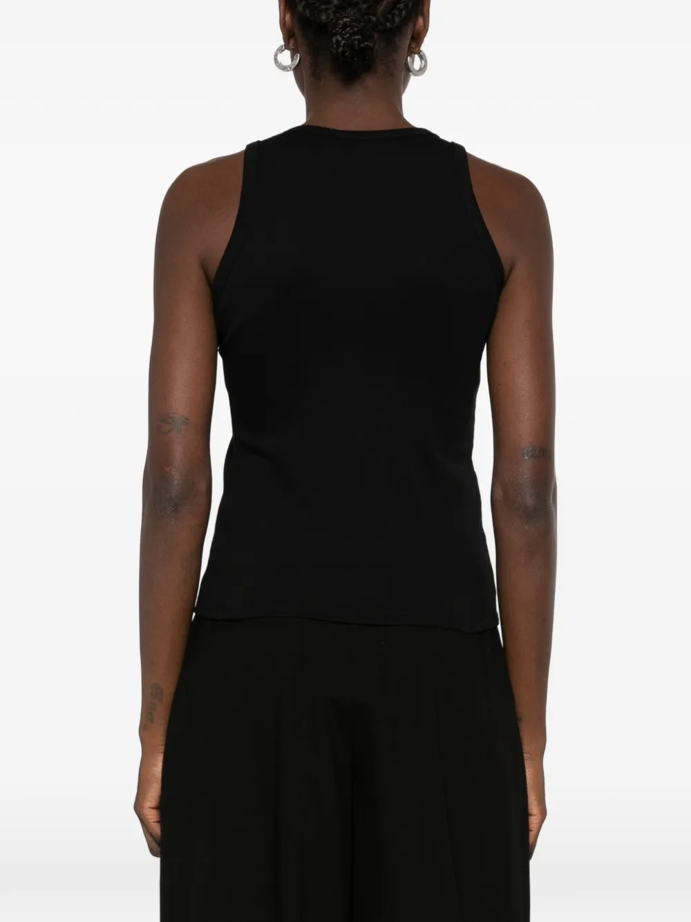 Coperni brooch-detail asymmetric-neck top Zwart