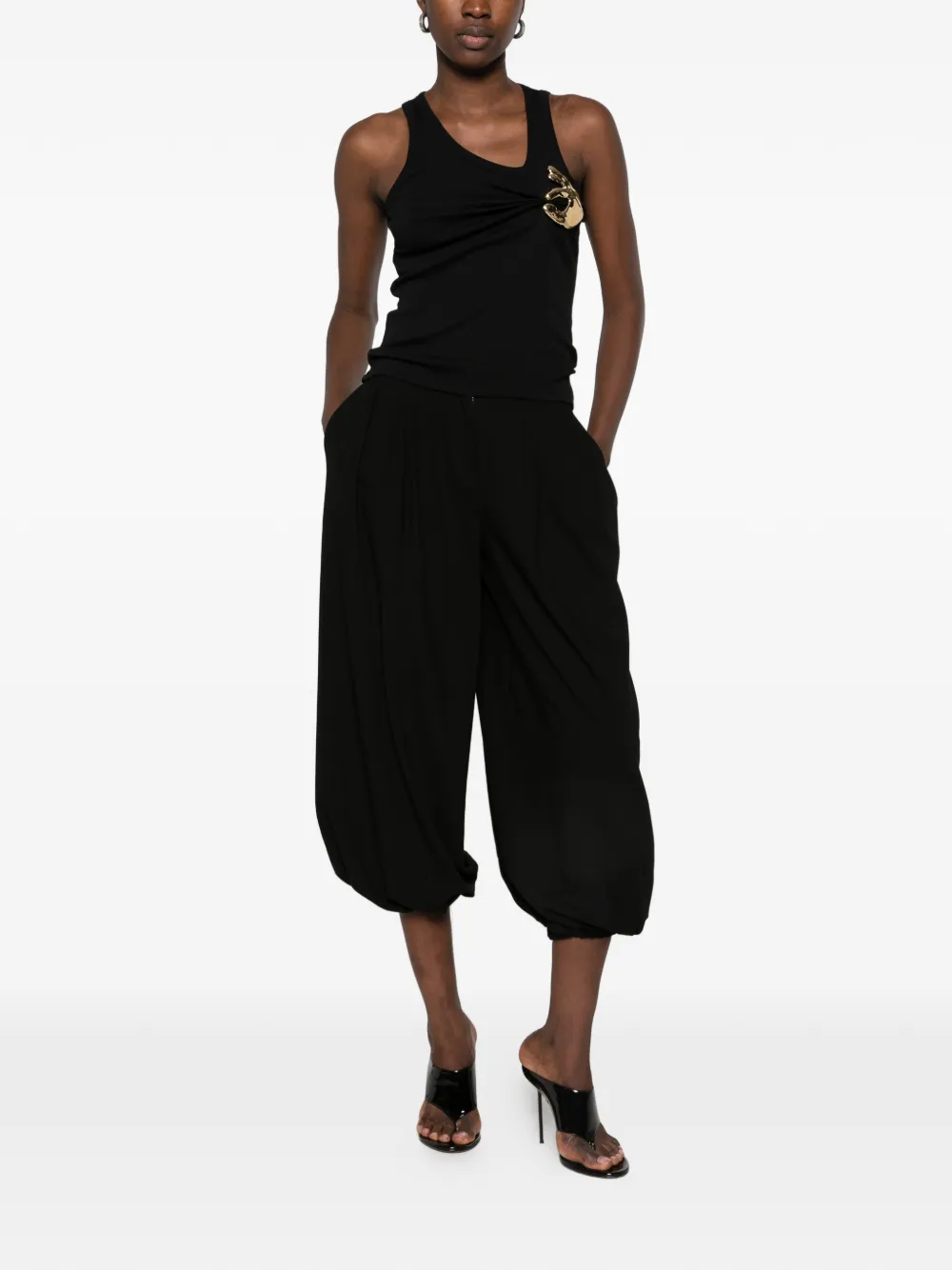 Coperni brooch-detail asymmetric-neck top - Nero