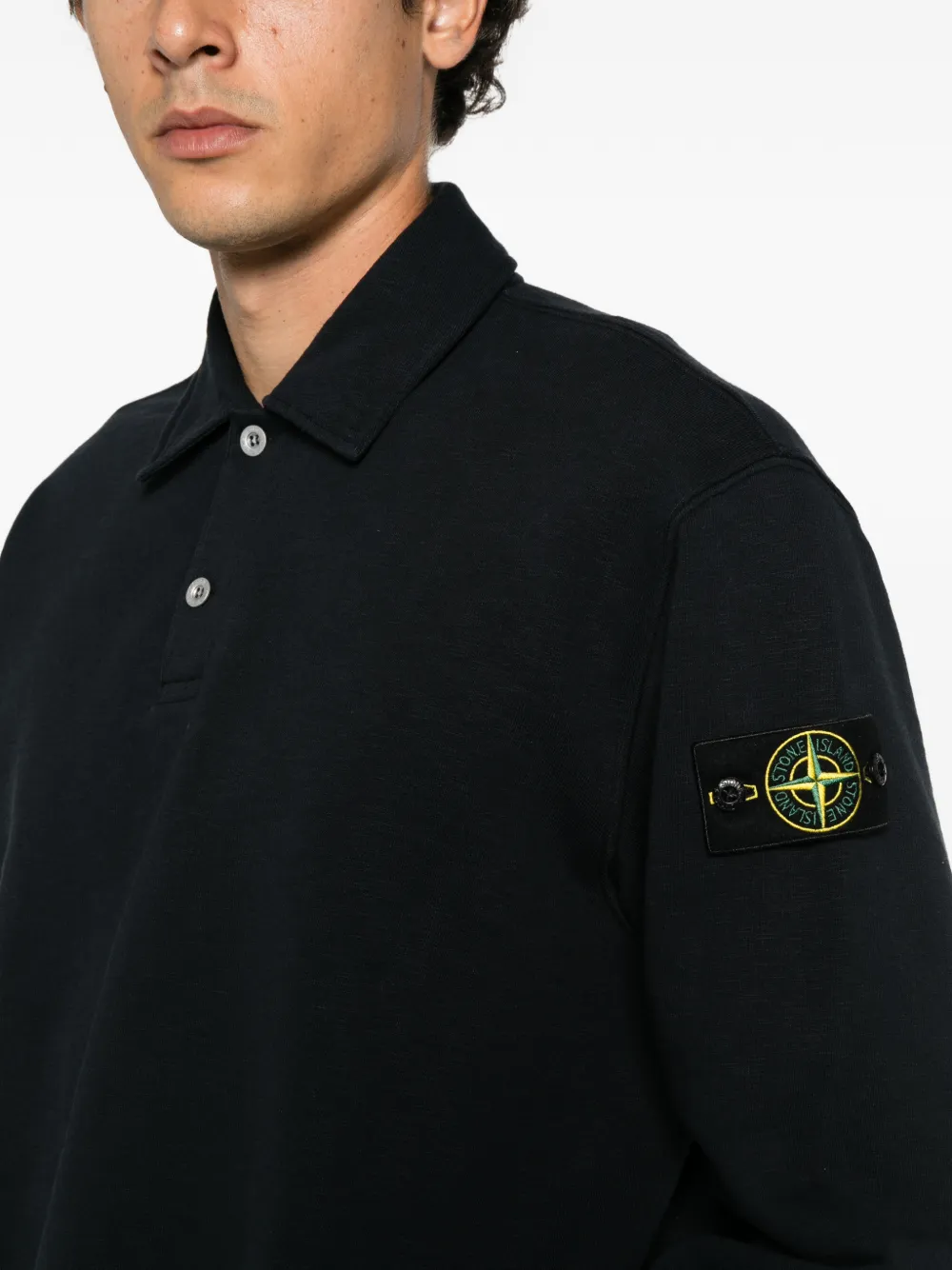 Stone Island logo-patch polo shirt Blauw