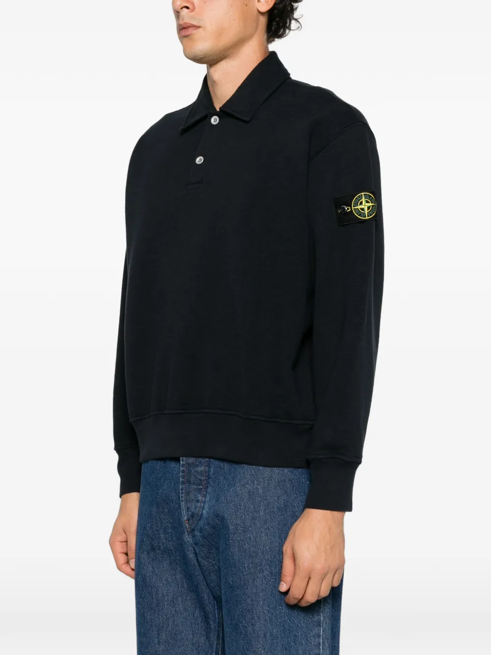 Stone Island logo-patch polo shirt Blauw
