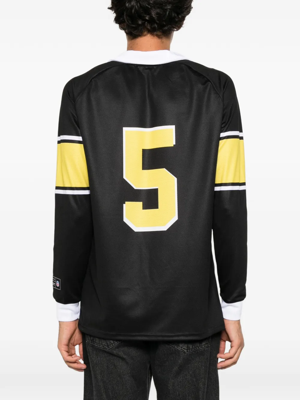 Ih Nom Uh Nit logo-print panelled long-sleeved jersey Blauw