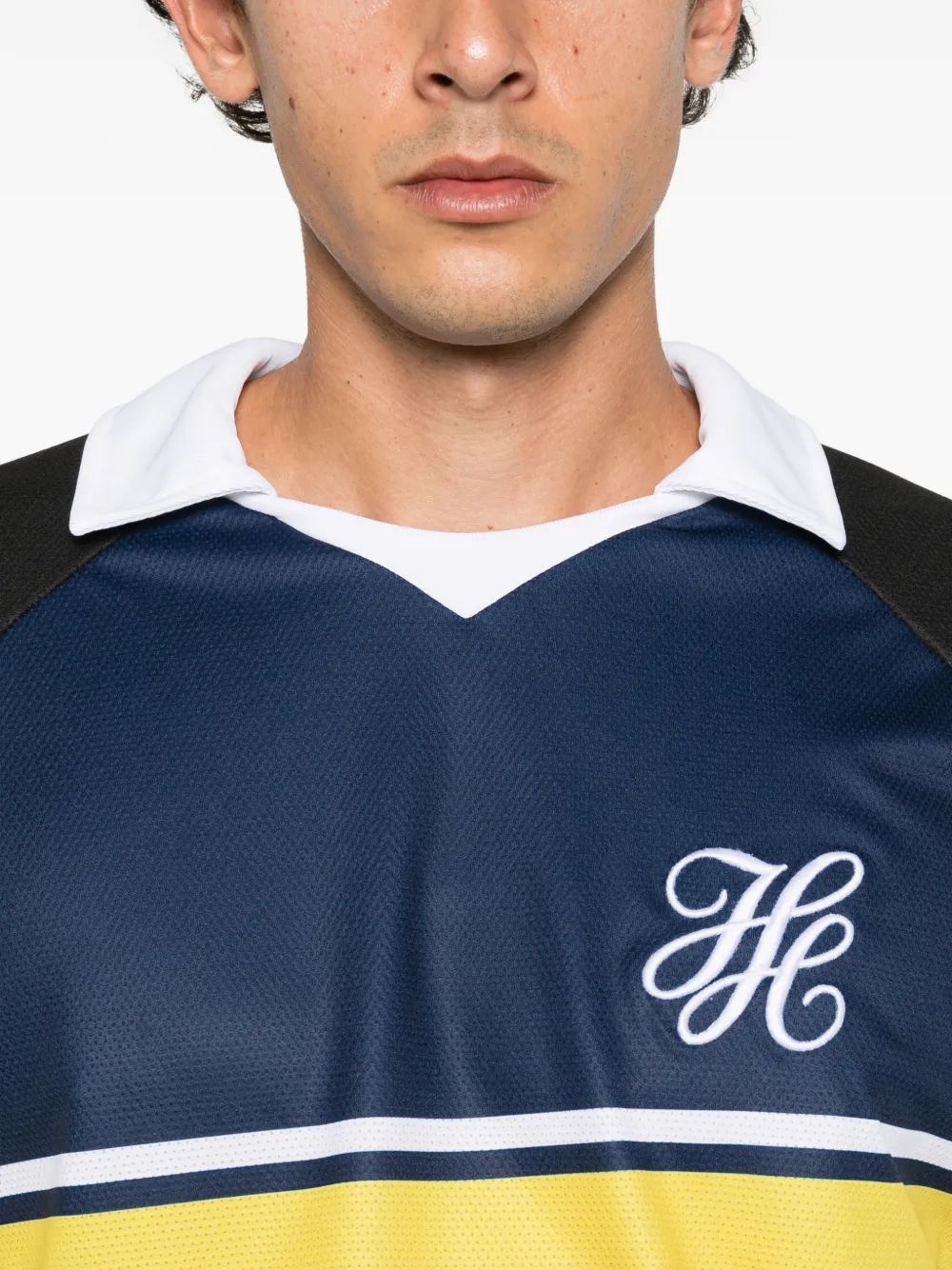 Ih Nom Uh Nit logo-print panelled long-sleeved jersey Blauw