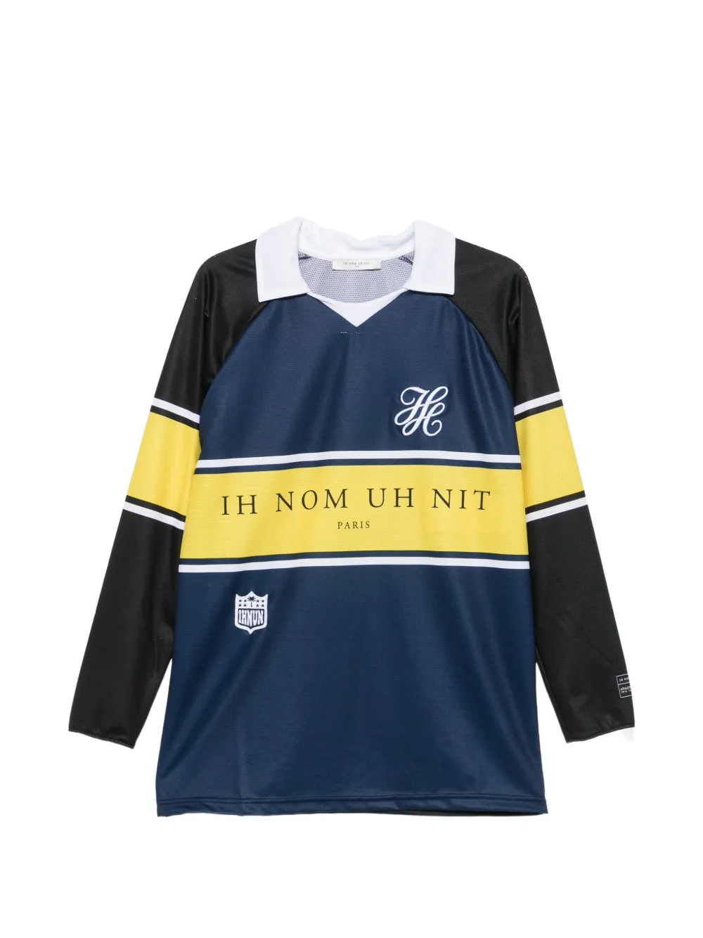 Ih Nom Uh Nit logo-print panelled long-sleeved jersey Blauw