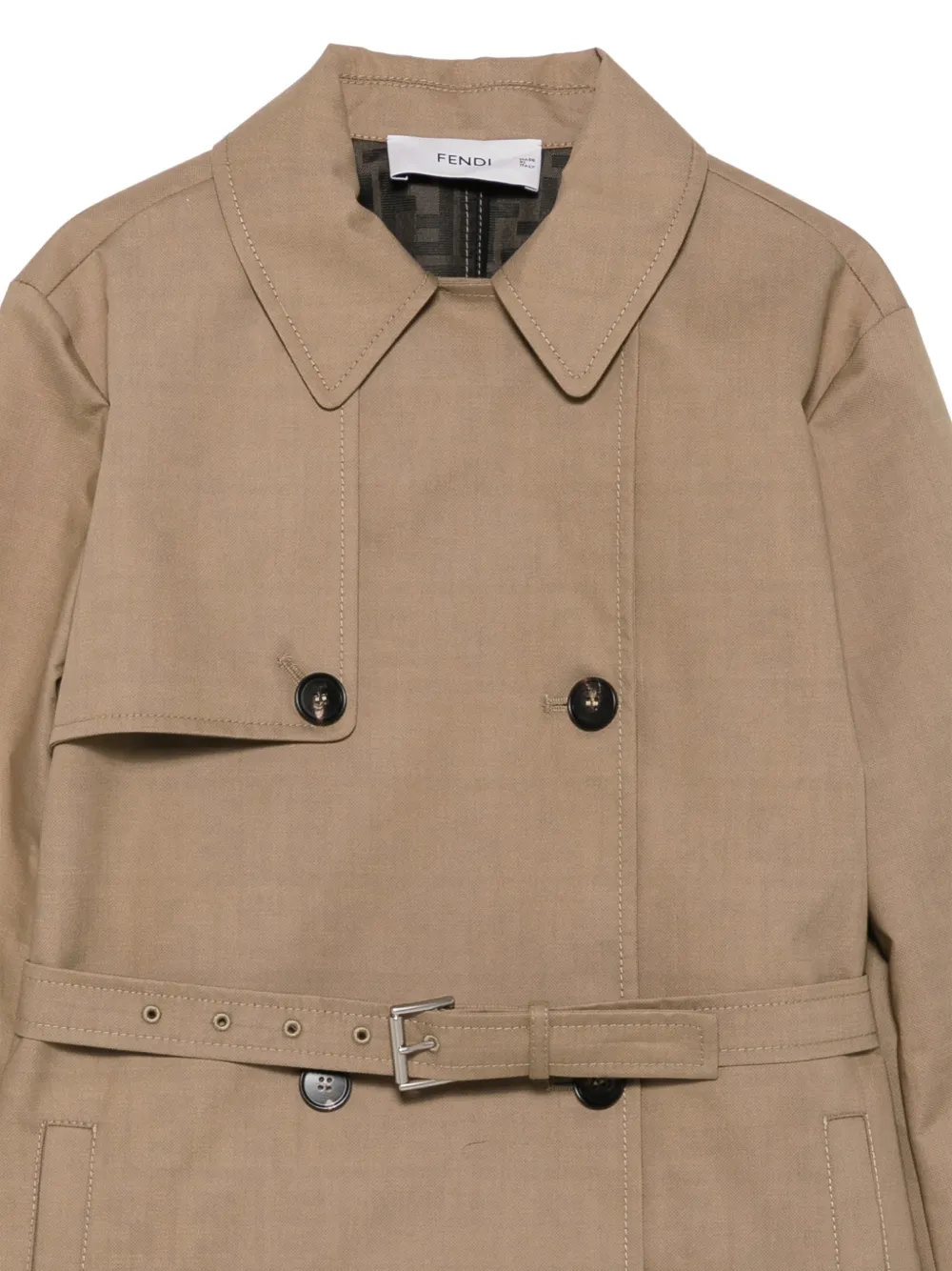 Fendi Kids double-breasted belted trench coat Beige