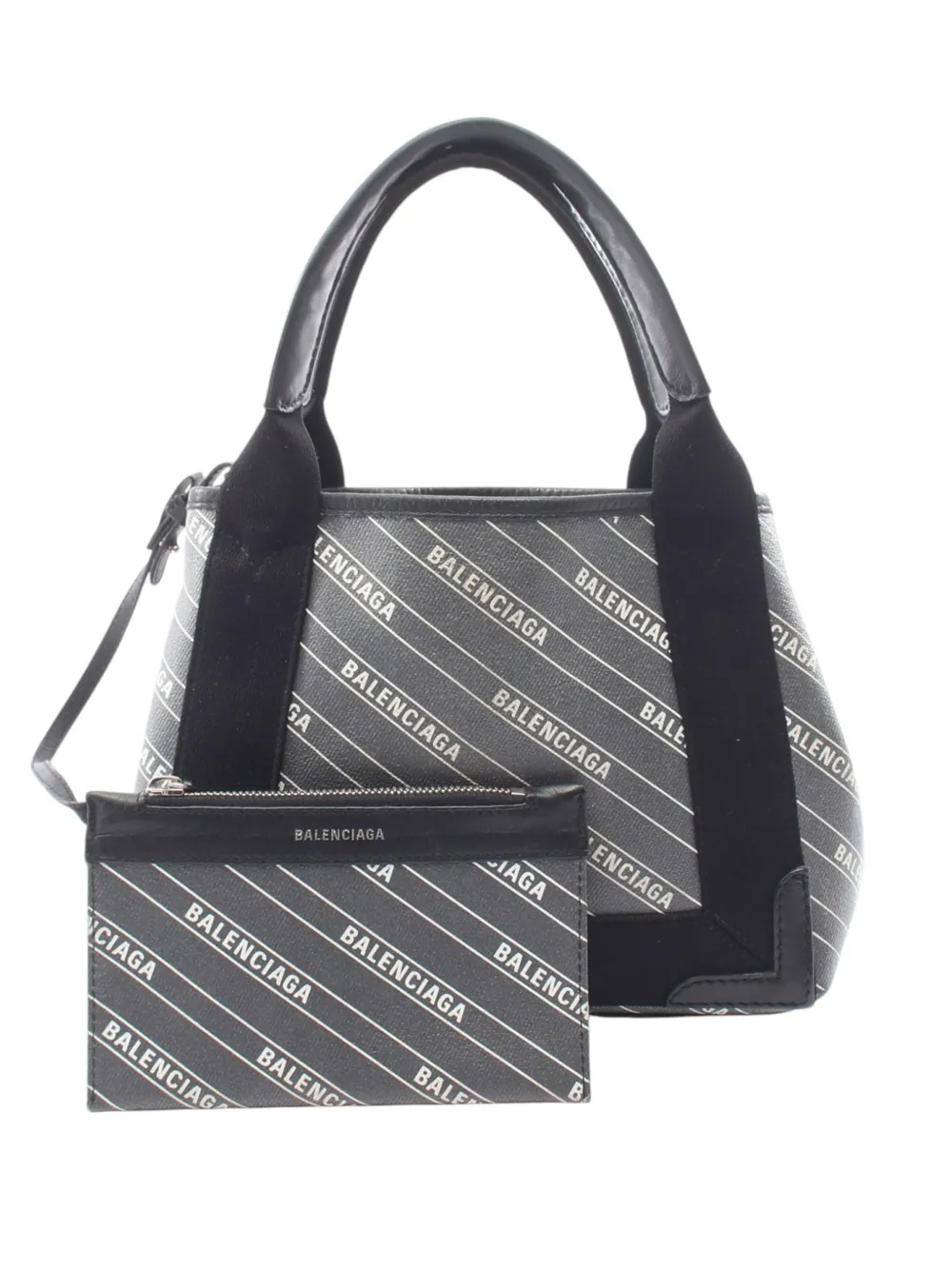 Balenciaga Pre-Owned 2018-2026 Coated Canvas Logo Navy Cabas Tote XS satchel - Schwarz