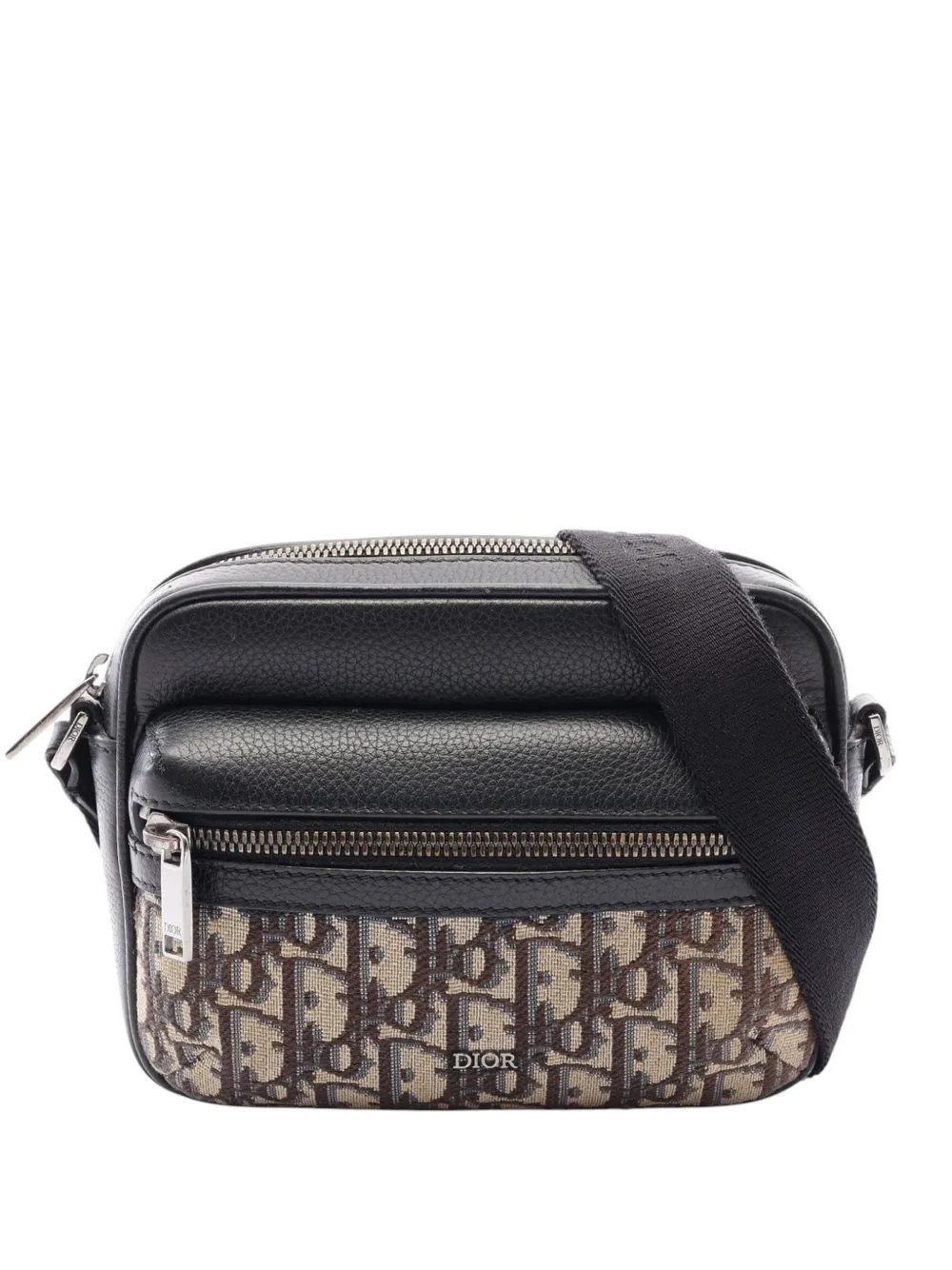 Christian Dior Pre-Owned 2000-2026 Mini Oblique Canvas and Leather Rider 2.0 Zip Messenger Bag crossbody bag - Schwarz