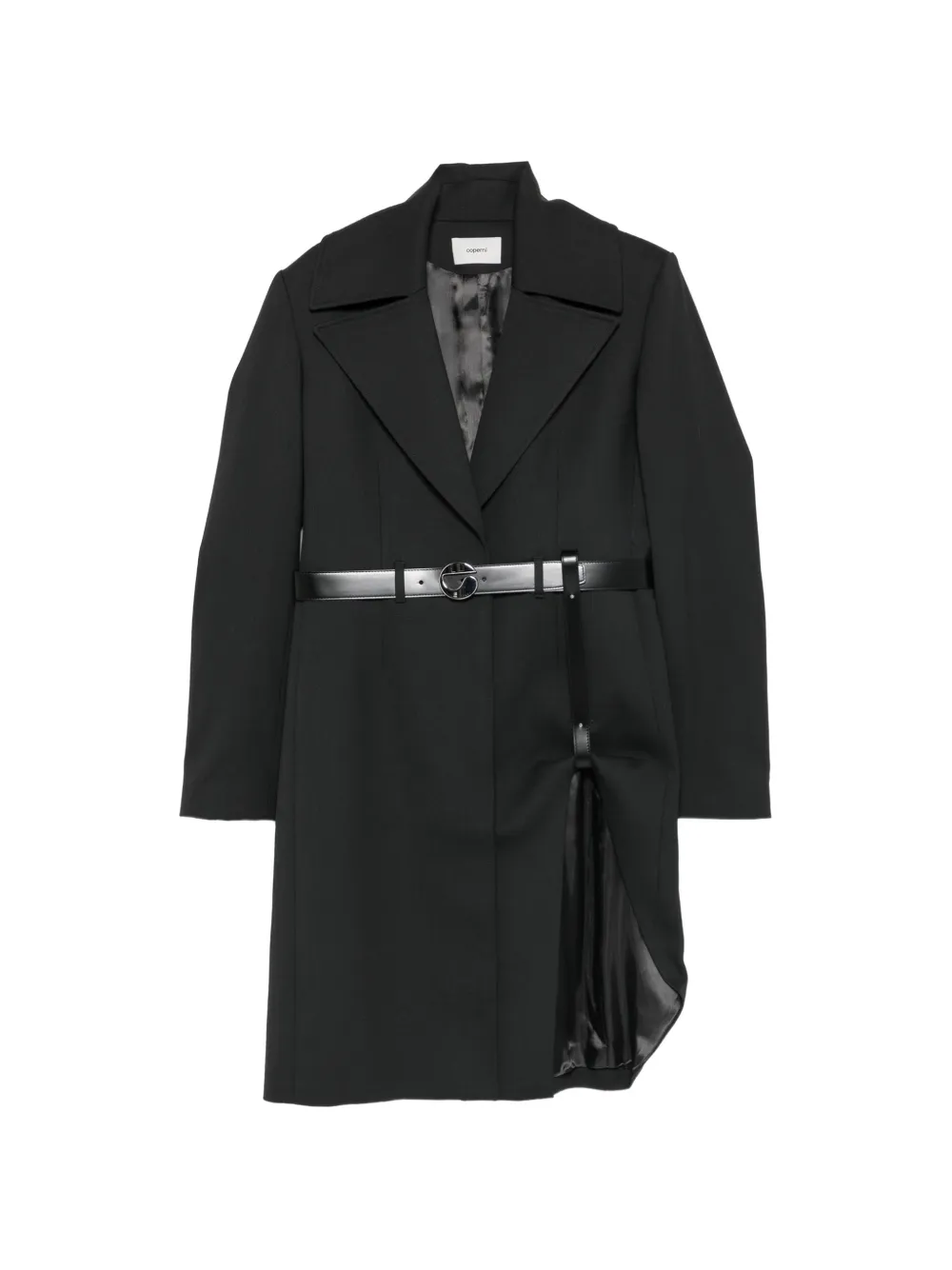 Coperni belted asymmetric coat - Black