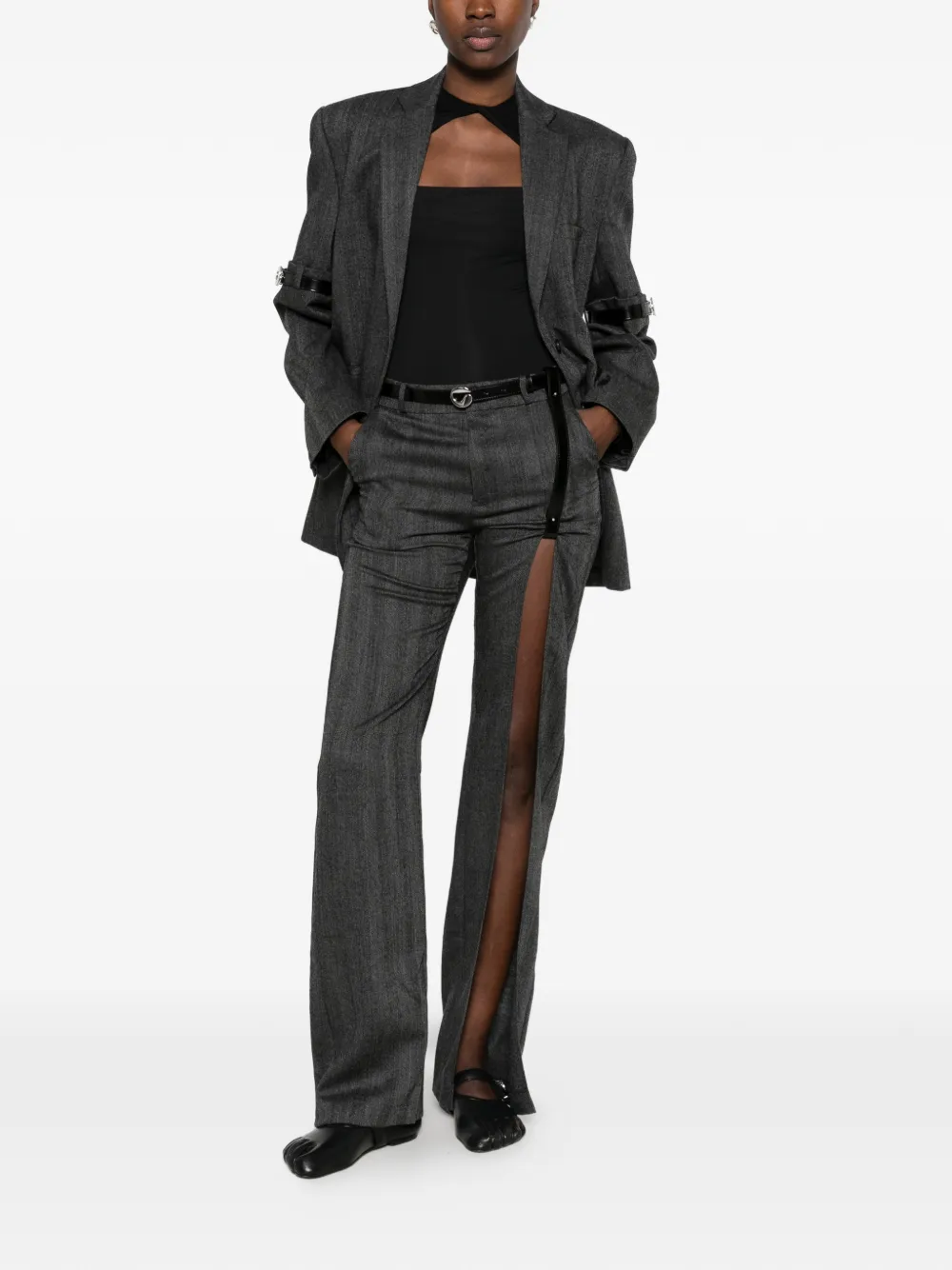 Coperni herringbone-pattern wool trousers Grijs