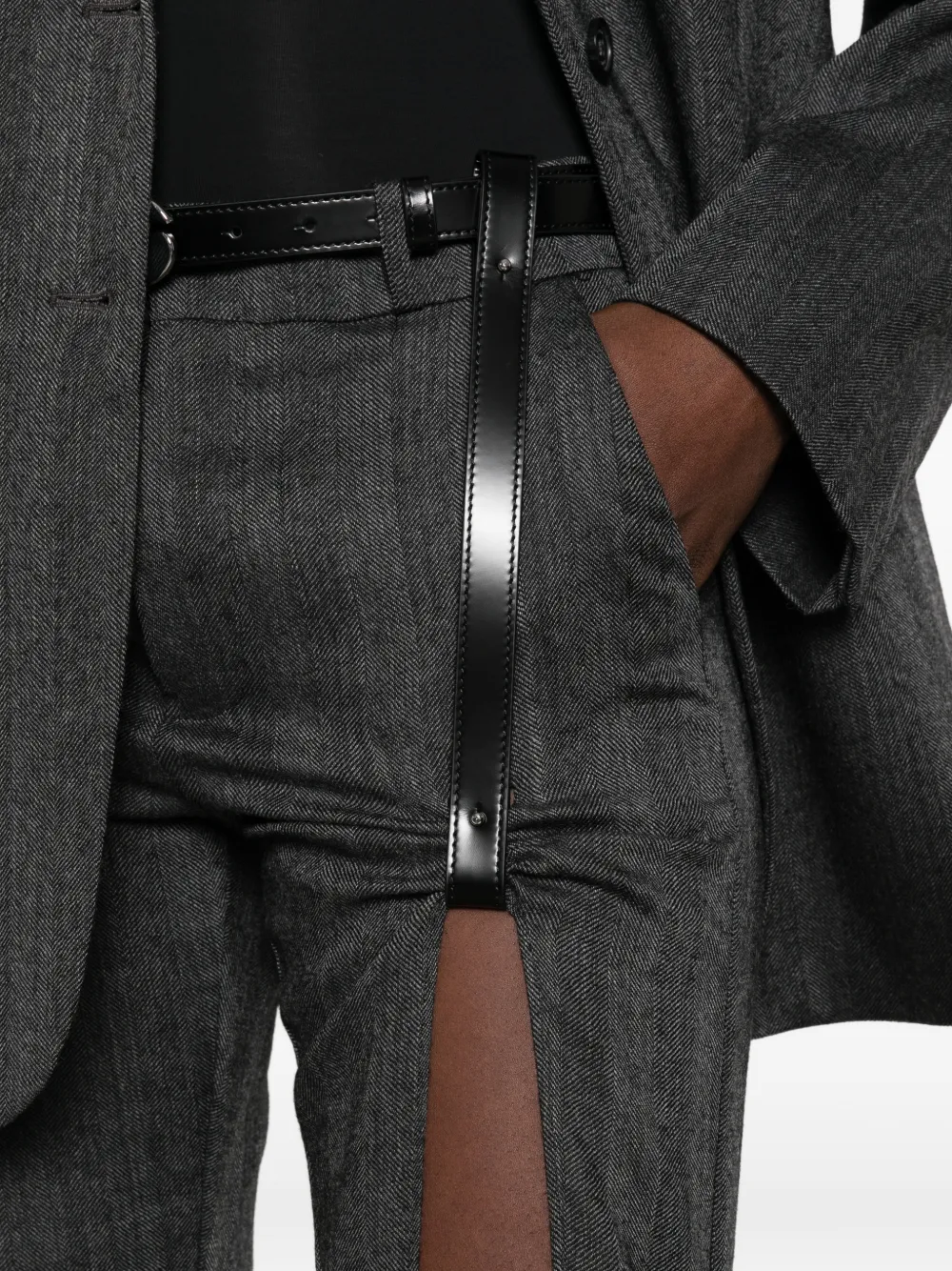 Coperni herringbone-pattern wool trousers Grijs