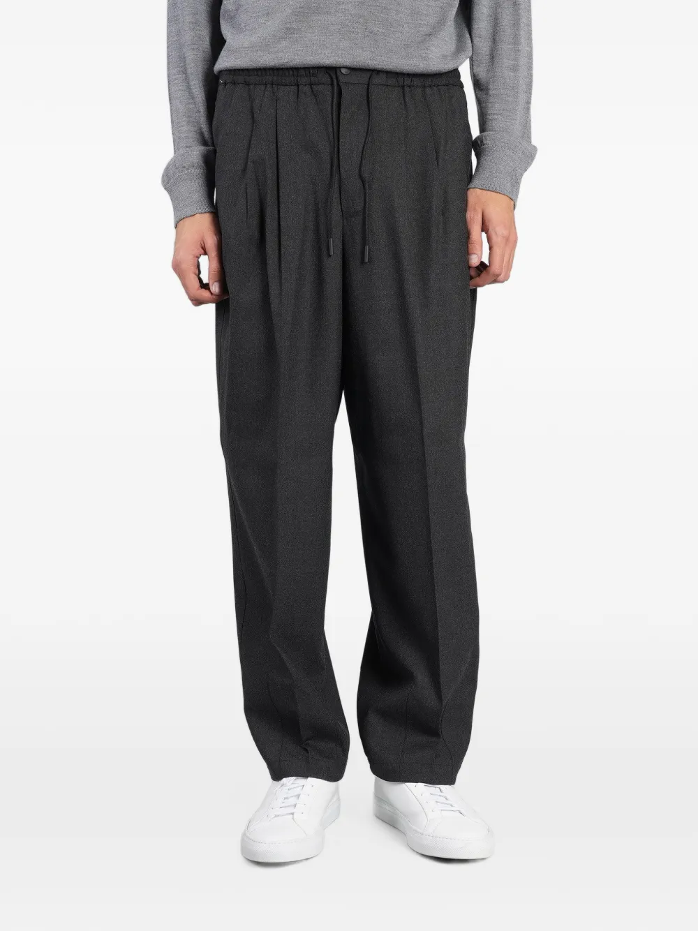 PT Torino drawstring pleated trousers Grijs