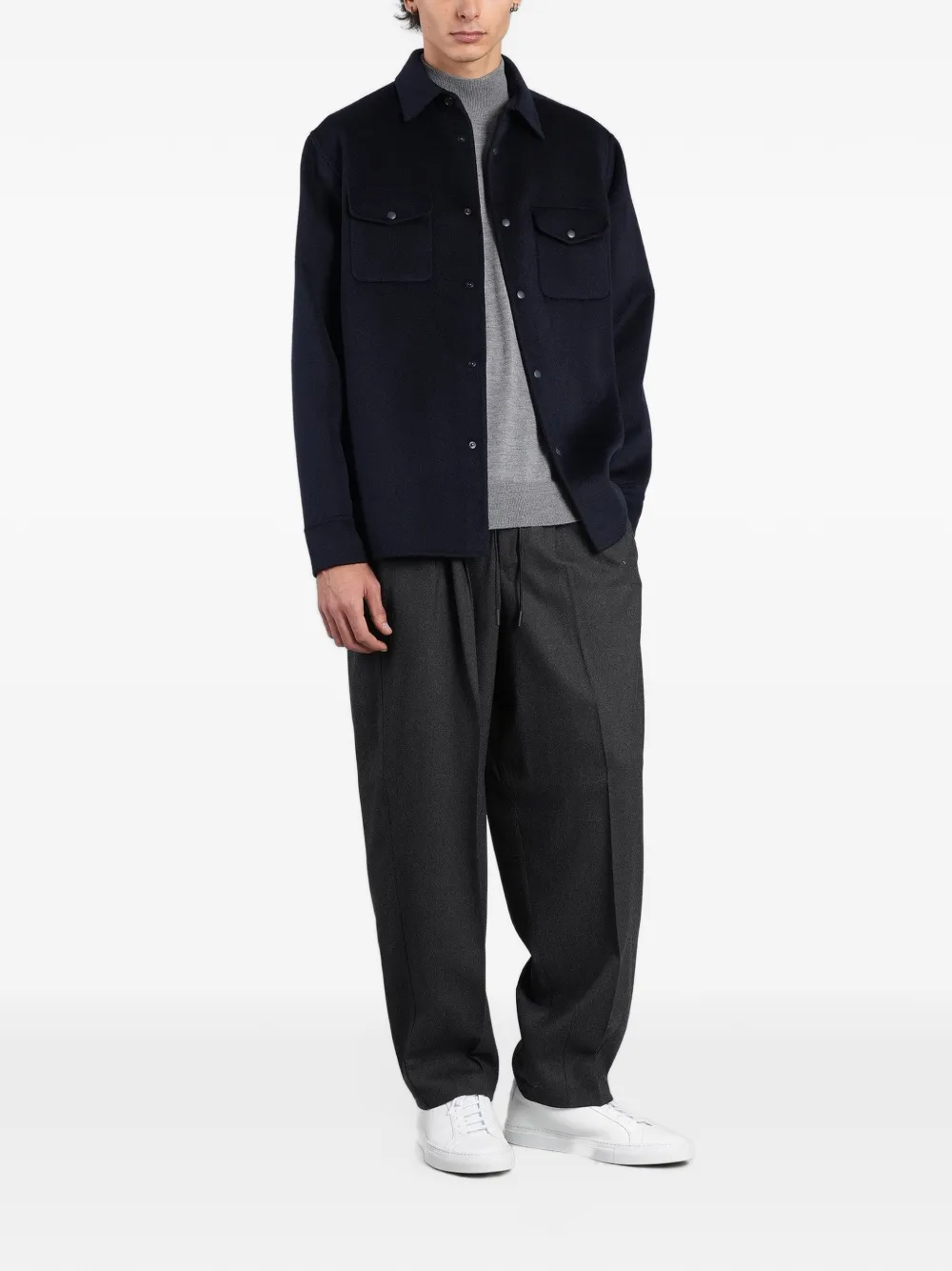 PT Torino drawstring pleated trousers Grijs