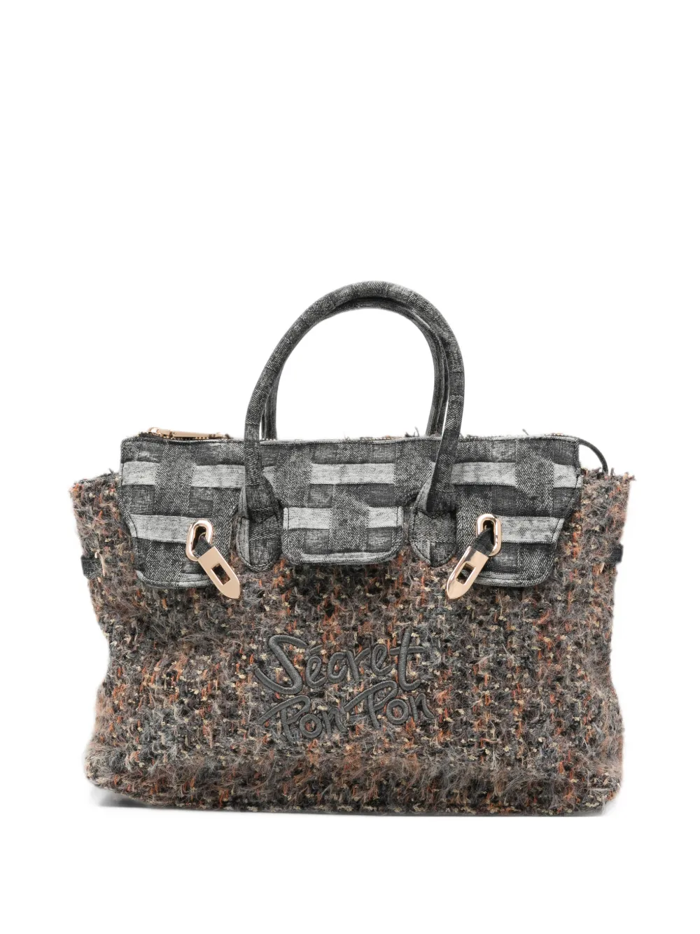 Secret Pon Pon Jacklyn bouclé shoulder bag - Grigio