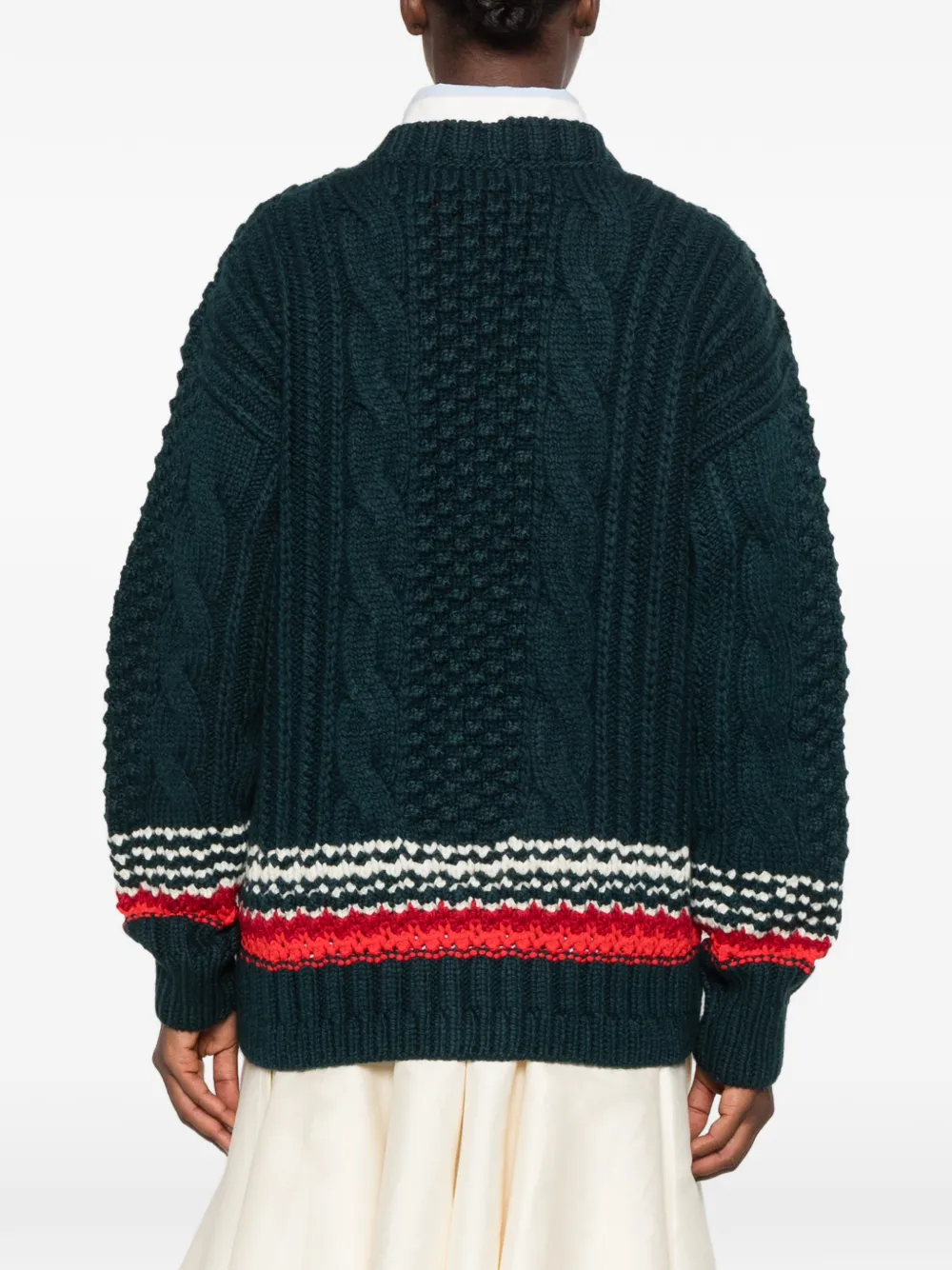 Lacoste cable-knit oversized cardigan Groen