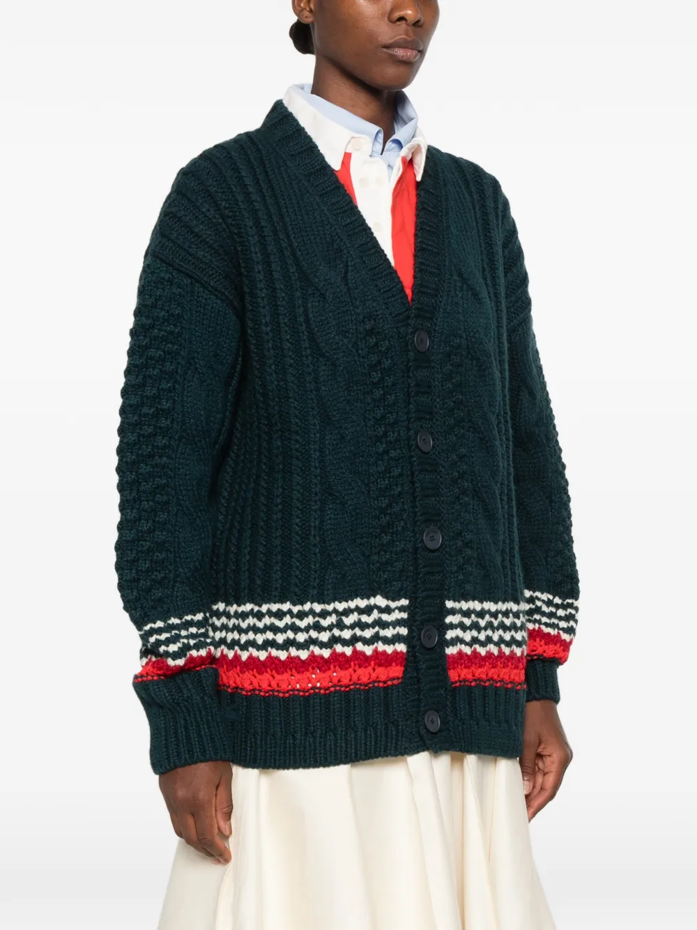 Lacoste cable-knit oversized cardigan Groen