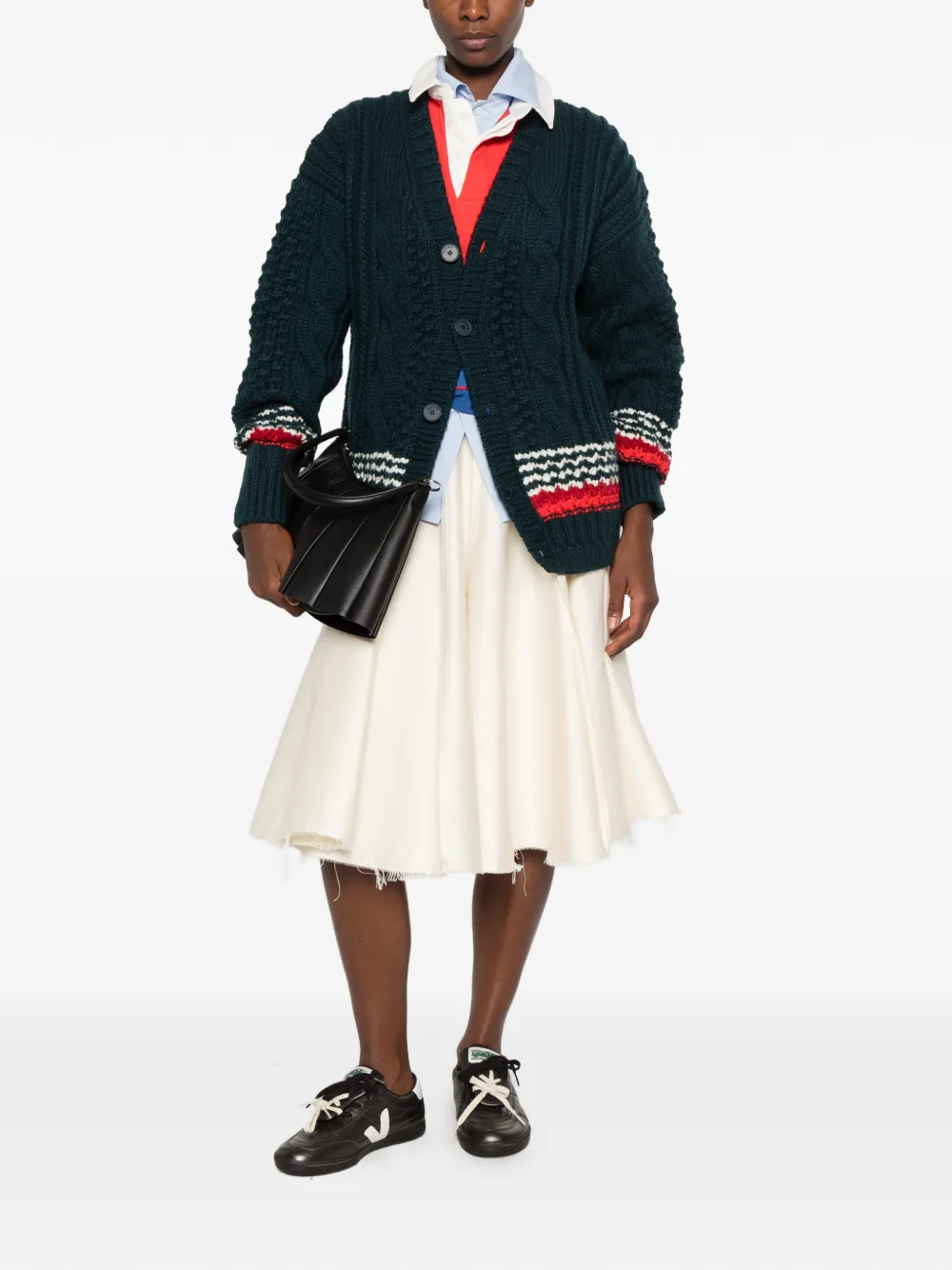 Lacoste cable-knit oversized cardigan Groen
