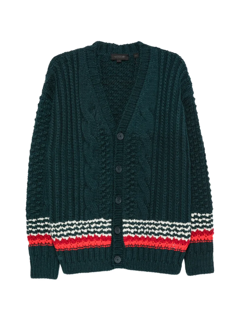 Lacoste Cable-knit Oversized Cardigan In Green