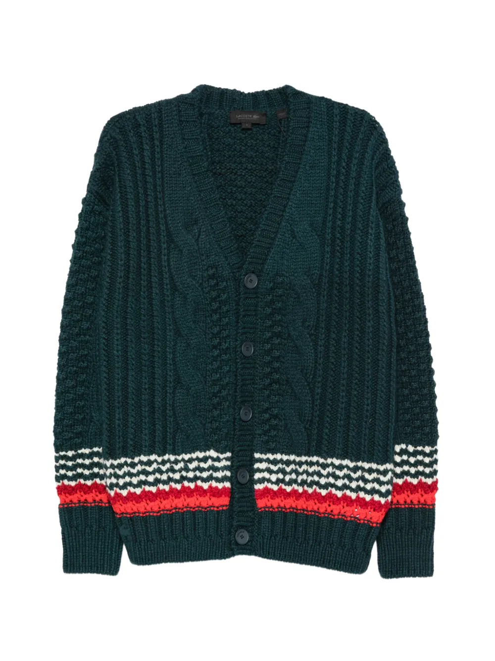 Lacoste cable-knit oversized cardigan Groen