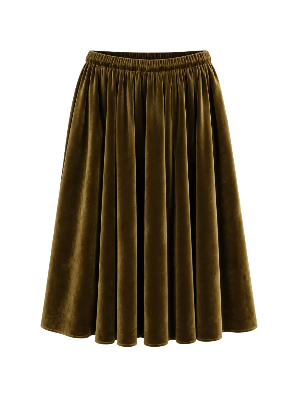 Alberta Ferretti velvet-finish pleated midi skirt - Vert