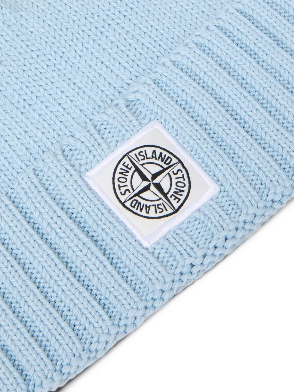 Stone Island Junior Muts met logopatch en geribbelde rand Blauw