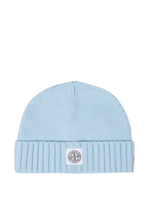 Stone Island Junior gorro tejido con parche del logo