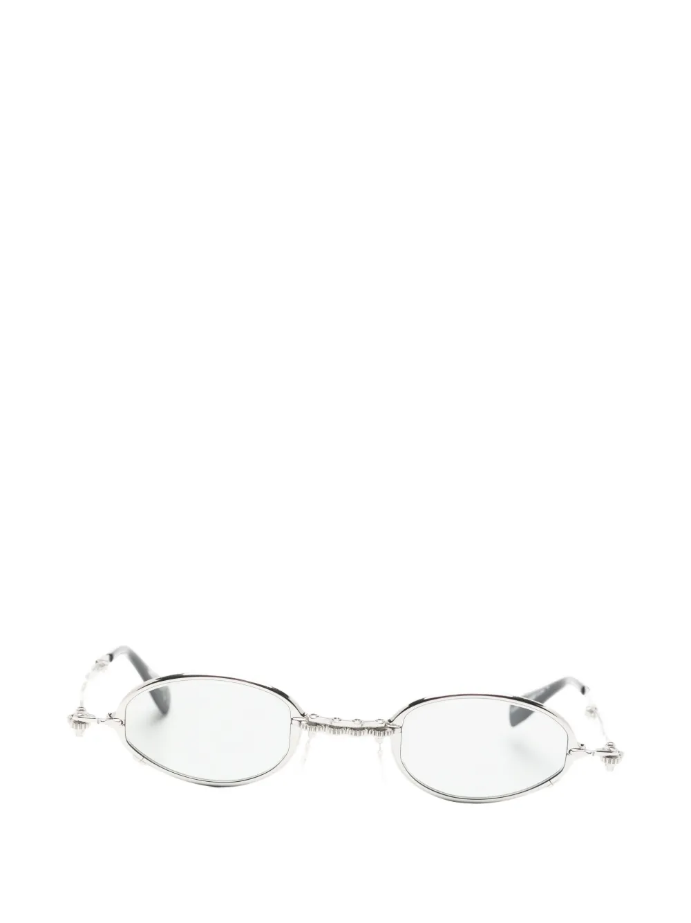 Kuboraum hammered-effect oval-frame sunglasses | Silver | Image 1