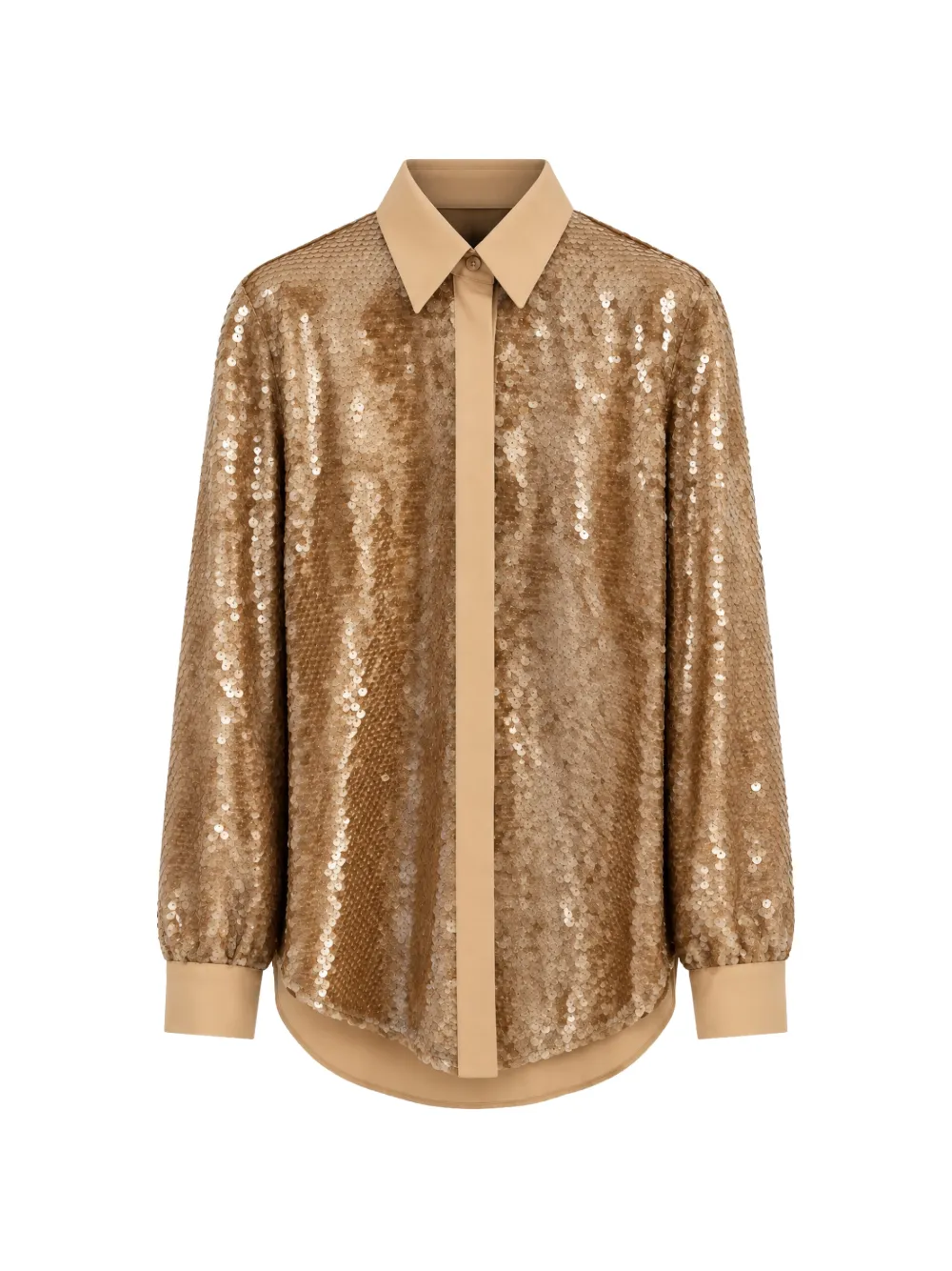 Alberta Ferretti sequin-embellished long-sleeve shirt Goud