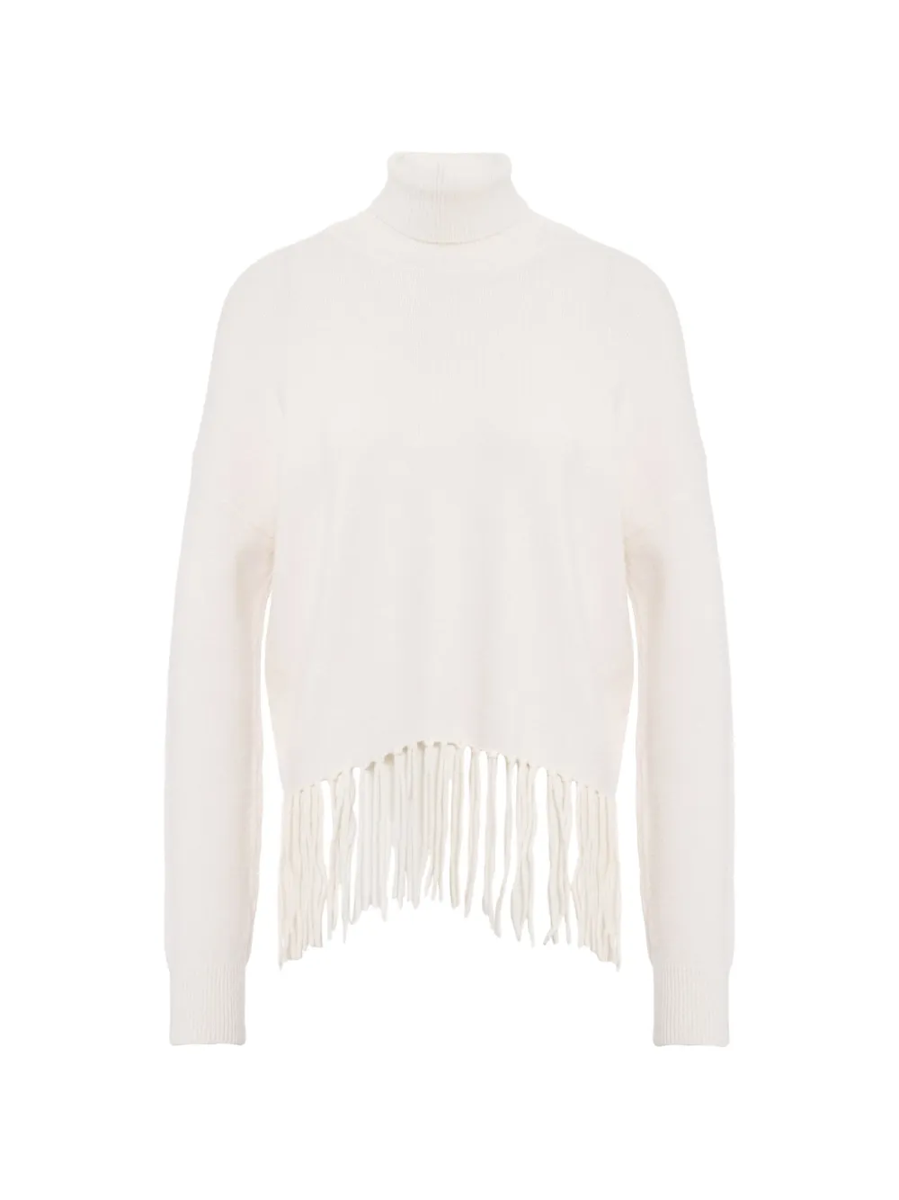 kaos fringe-trim roll-neck sweater - Weiß