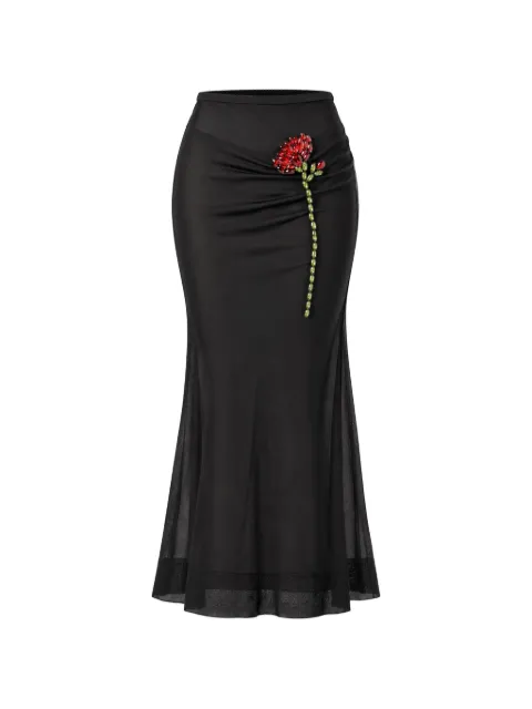 Simone Rocha crystal-embellished ruched maxi skirt