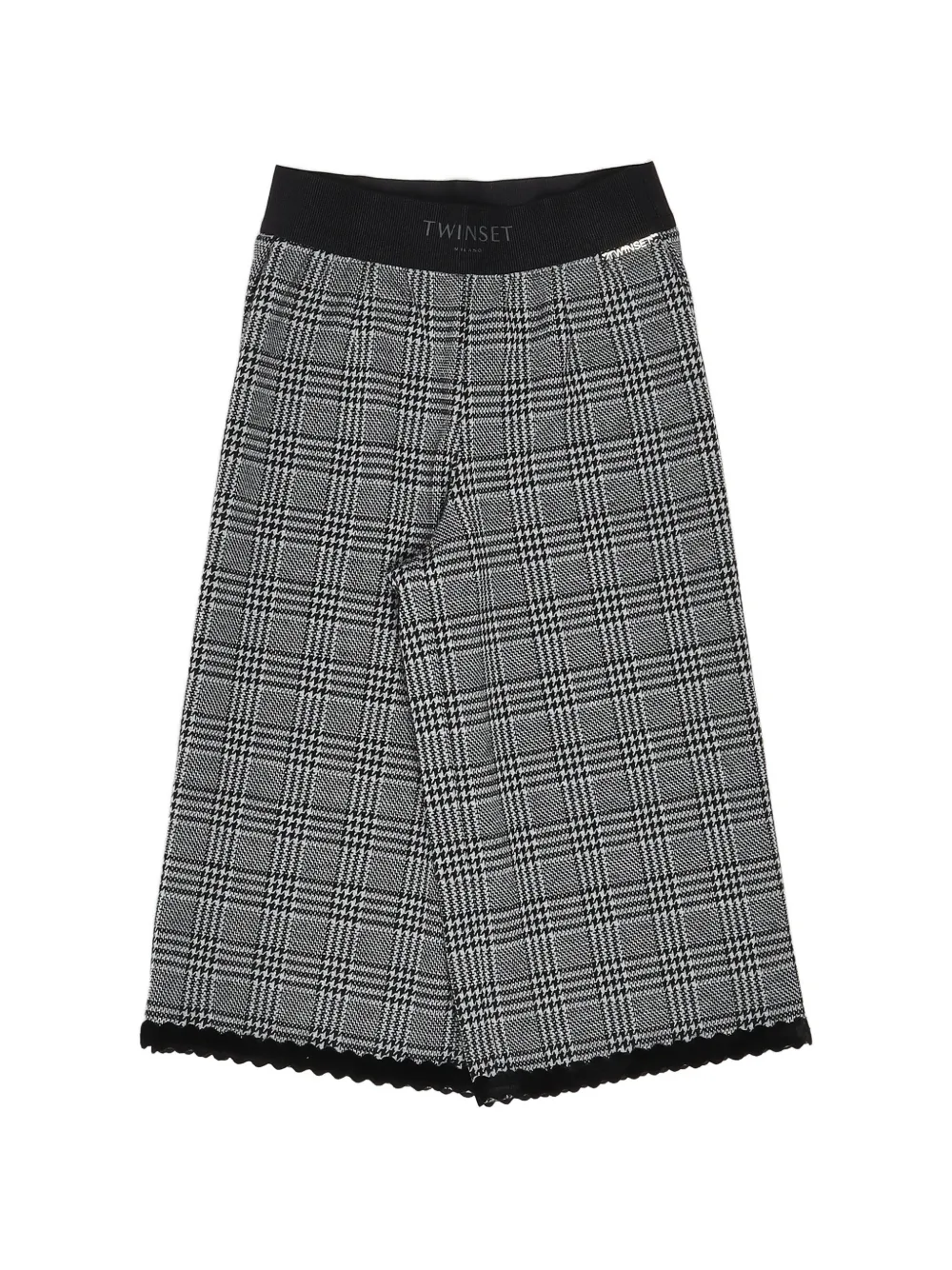 TWINSET Kids houndstooth scalloped-hem trousers - Grigio
