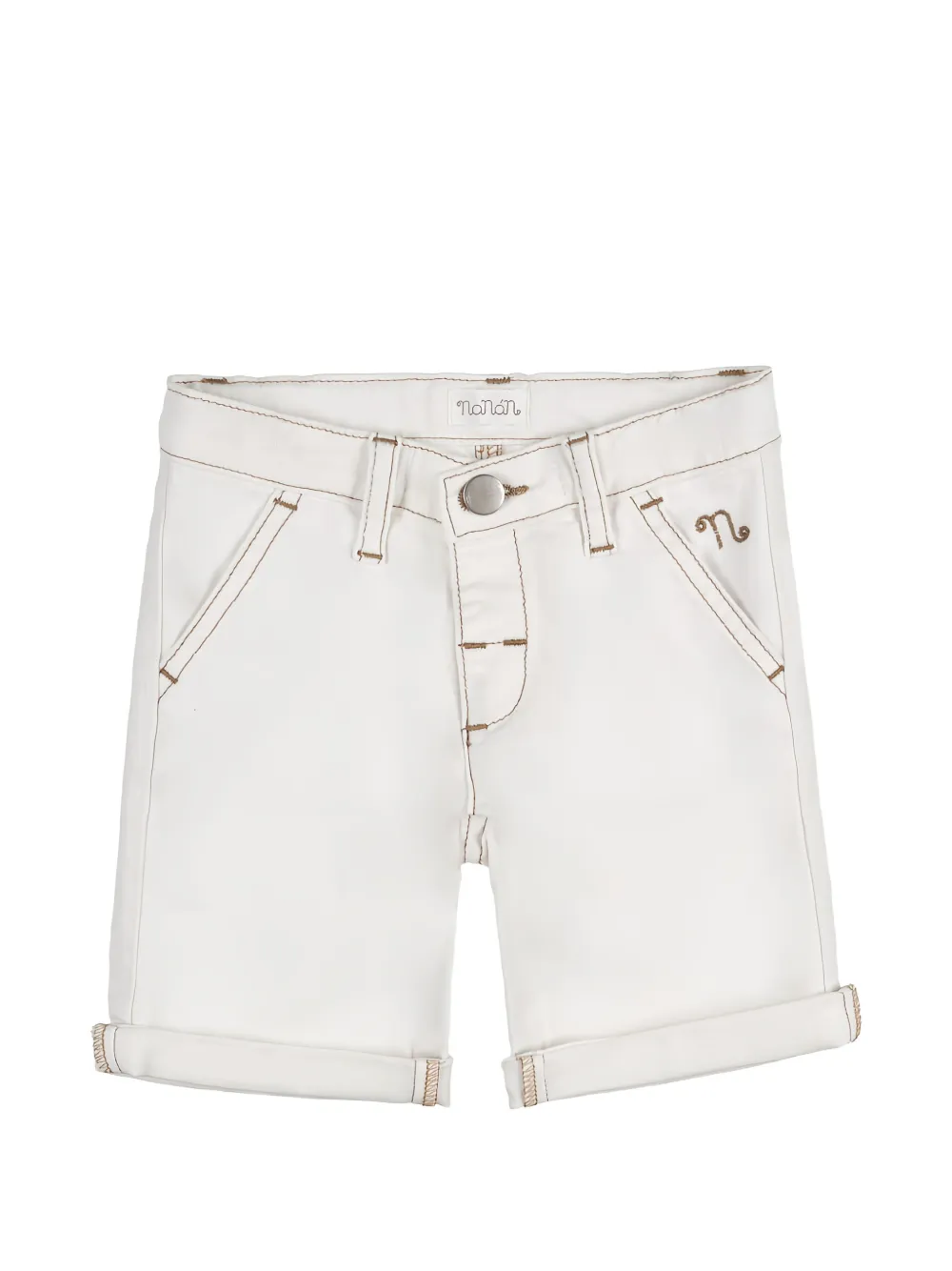 NANAN contrast-stitch turn-up shorts - Blanc NANAN contrast-stitch turn-up shorts - Blanc