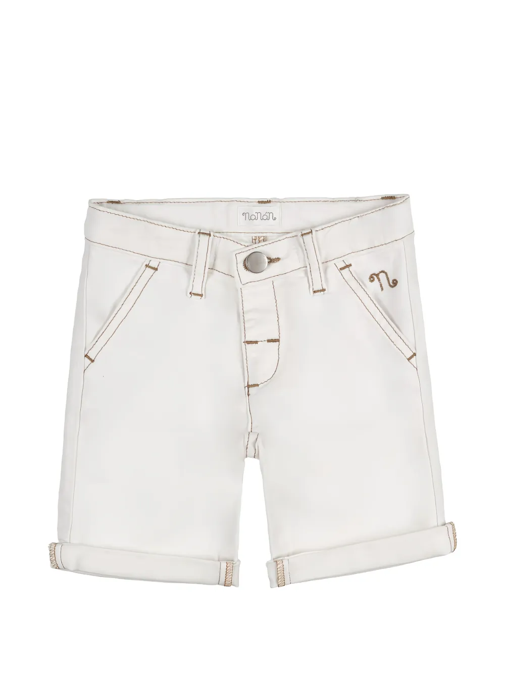 NANAN contrast-stitch turn-up shorts - Bianco